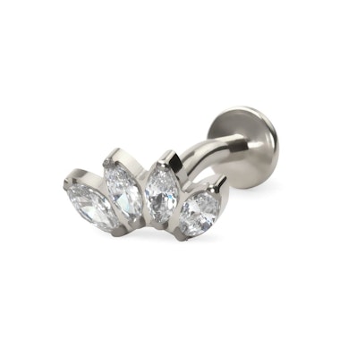 Piercing de buric din titan cu pietre în model marchiză