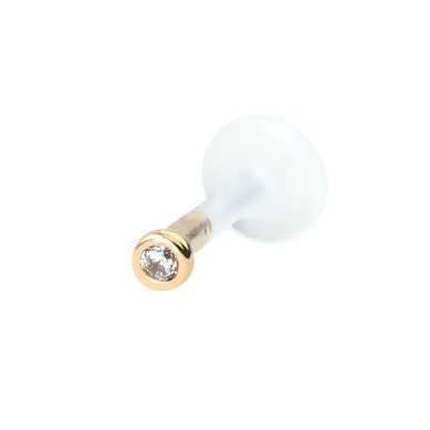 Labret din aur de 14k cu piatră și tijă din PTFE