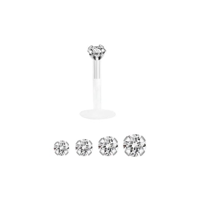 Labret din aur de 14k cu piatră rotundă și post din PTFE