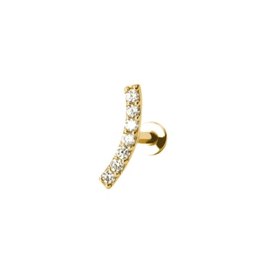 Labret push-in din aur de 14k cu pietre de zirconiu și capăt arcuit