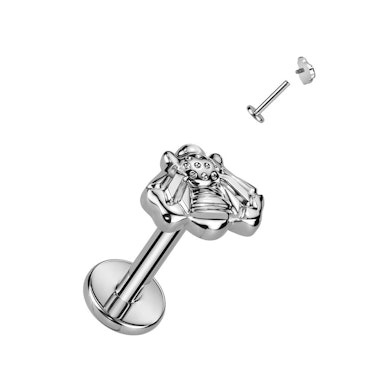 labret din titan cu fir interior și vârf cu model albină