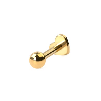Labret din titan cu spate plat în formă de inimă