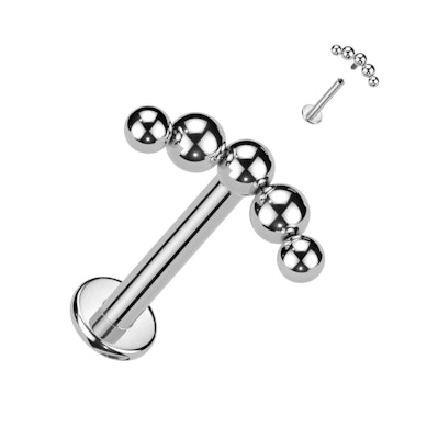 Labret din titan cu vârf decorativ din mărgele