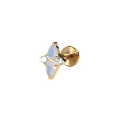 Labret din titan cu pietre roz