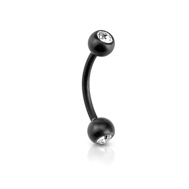 Tijă curbată culoare negru mat cu pietre