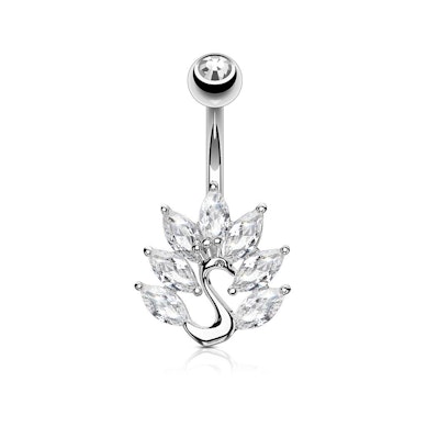 Piercing de buric cu model paun