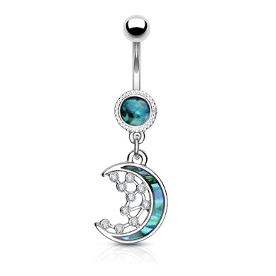 Piercing de buric cu semiluna si stelute