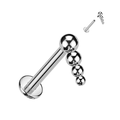 Labret din titan cu fir intern și vârf cu mărgele în cascadă