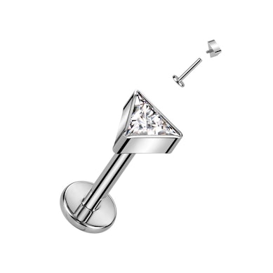 Labret din titan cu fir interior și piatră în formă de triunghi