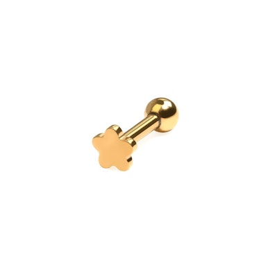 Labret din titan cu spate plat floare