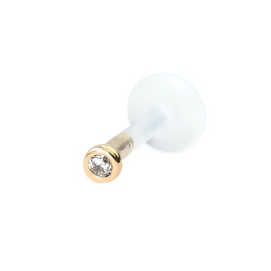 Labret din aur de 14k cu piatră și tijă din PTFE