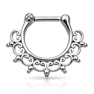 Cercel clicker de sept din oțel chirurgical cu model ornamental
