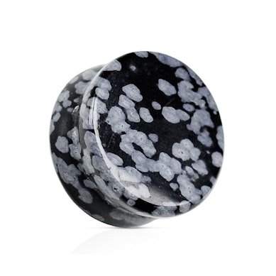 Plug de ureche din obsidian cu fulgi de zăpadă