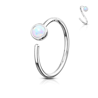 Cercel simplu incomplet cu piatră opal din aur 14k