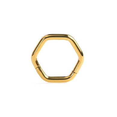 Cercel hexagonal din titan cu balama