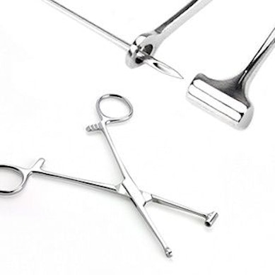 Forceps cu tub gol pentru piercing de tragus