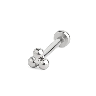 Labret push-in din titan cu vârf din trei bile grupate în formă de triunghi