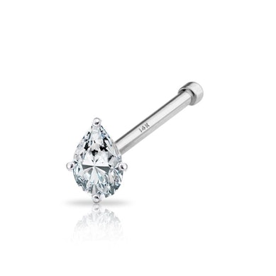 Stud nazal din aur de 14k cu piatră în formă de picătură