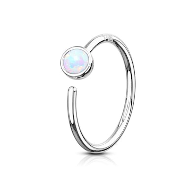 Cercel simplu incomplet cu piatră opal din aur 14k