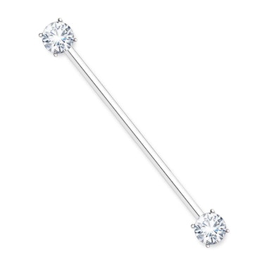 Tija piercing industrial cu pietrre transparente