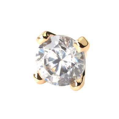 Vârf dermal din aur 14k cu piatră transparentă