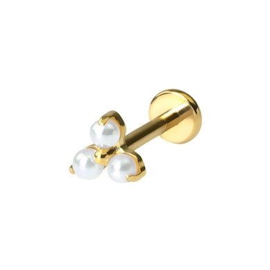 Labret delicat din titan cu trio de perle
