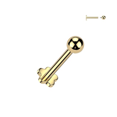 Labret din titan cu spate plat floare