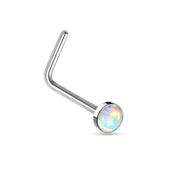 Stud nazal în formă de L cu piatră opal