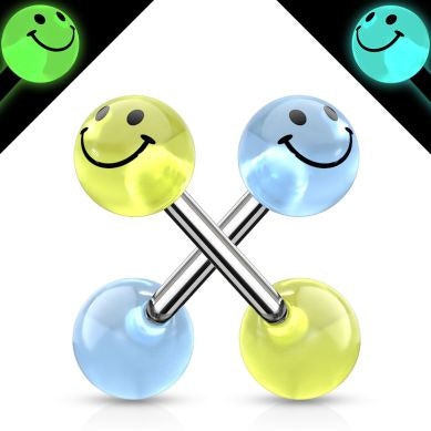 Cercel de limbă fosforeșcent cu smiley