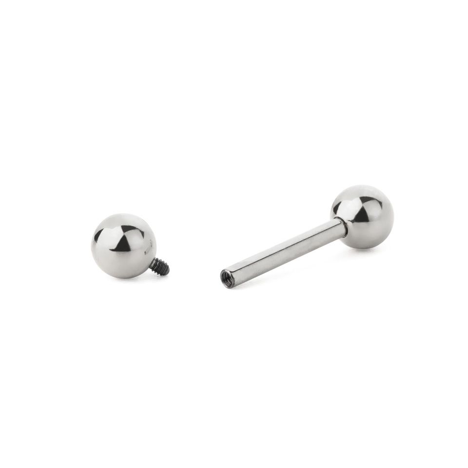Tijă piercing dreaptă din titan cu filet interior