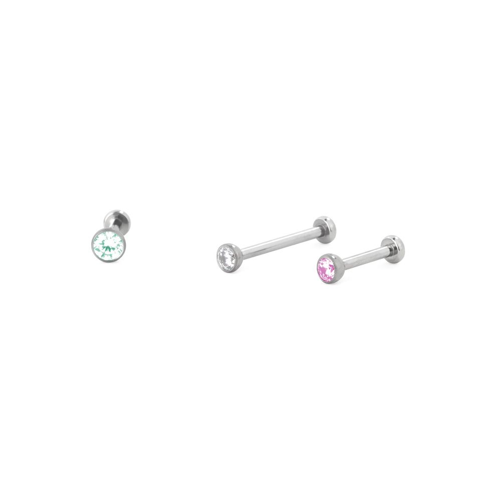 Labret push-in din titan cu piatră fațetată