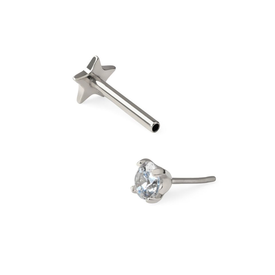 Labret cu două părți fără fir cu spate plat în formă de stea și piatră