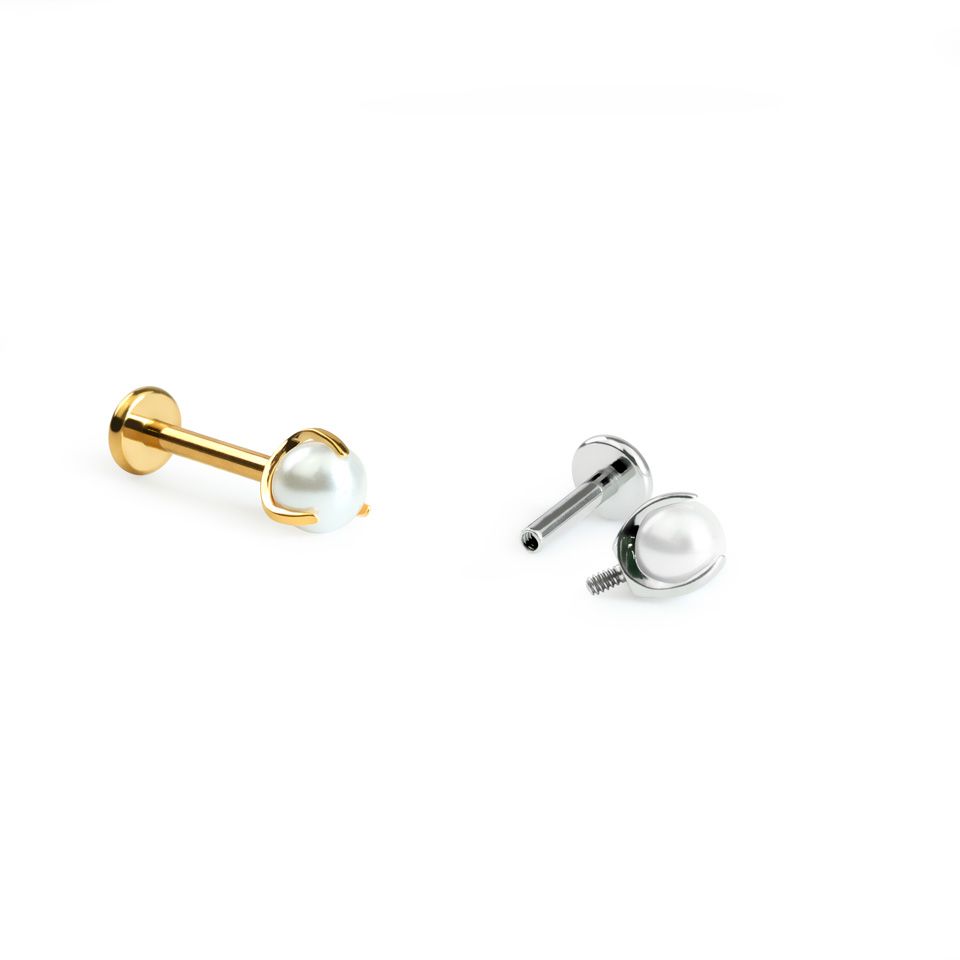 Labret din titan cu perlă