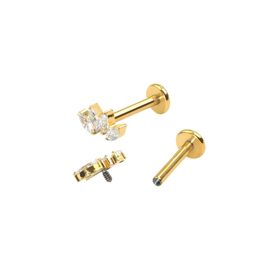 Labret din titan cu patru pietre marchiză