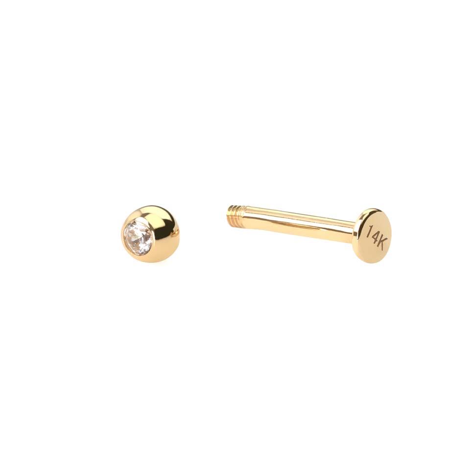 Labret din aur de 14k cu piatră
