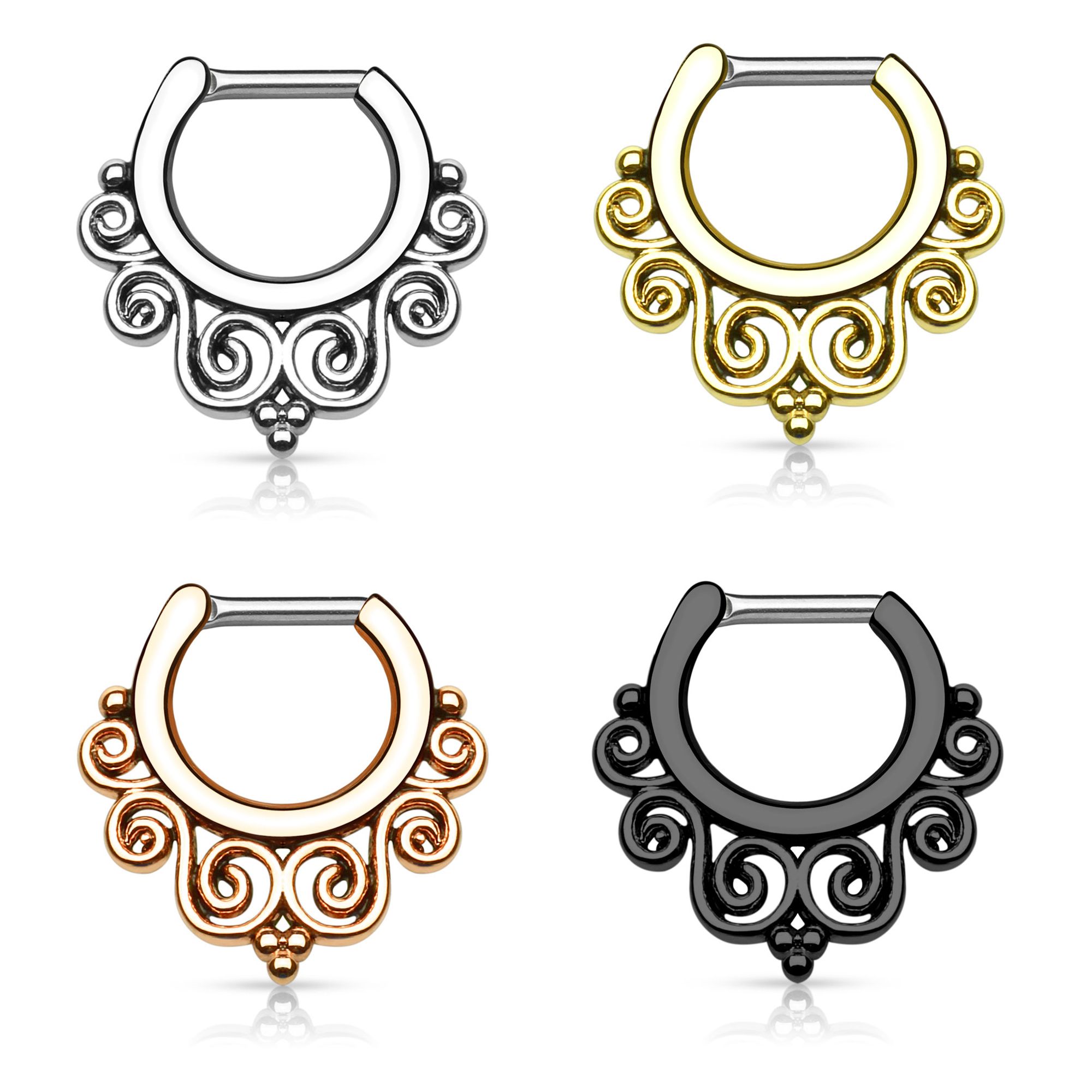 Cercel de sept cu model spiralat
