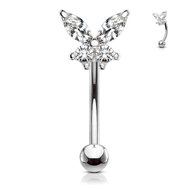 Barbell curbată cu un fluturaș din pietre