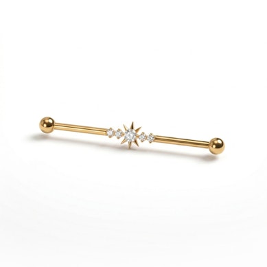 Barbell industrial din titan cu stea centrală și pietre