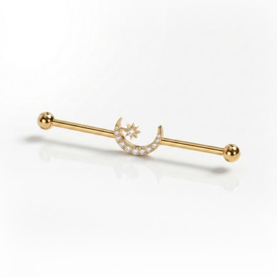 Barbell industrial din titan cu stea și lună în centru