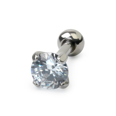 Cercel de ureche din titan cu piatră rotundă