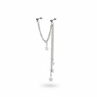 Cercel de tragus și helix cu steluțe și lănțișor