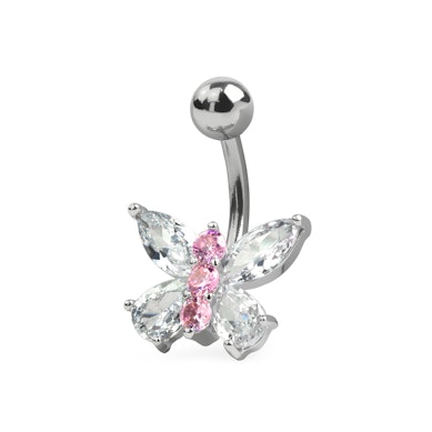 Piercing de buric cu fluturasi din cristale