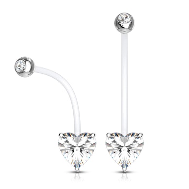 Cercel de buric pentru gravide din PTFE cu piatră inimă