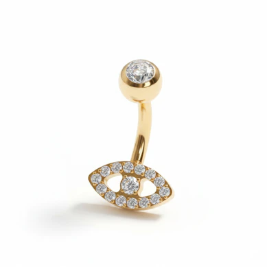 Cercel de buric din titan cu ochi turcesc