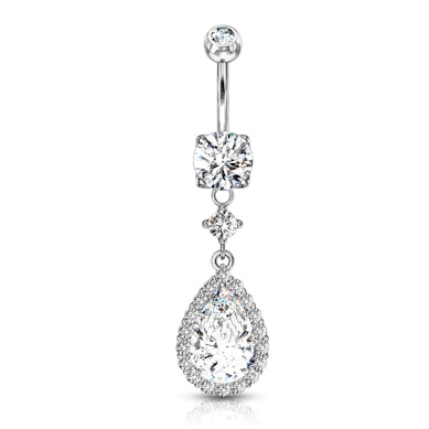 Cercel de buric cu pandantiv în formă de picătură