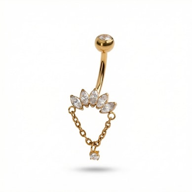 Cercel de buric din titan cu pietre marchiză și lanț cu pandant