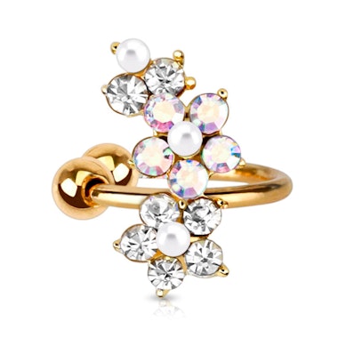 Cătușă pentru ureche cu flori și mărgele