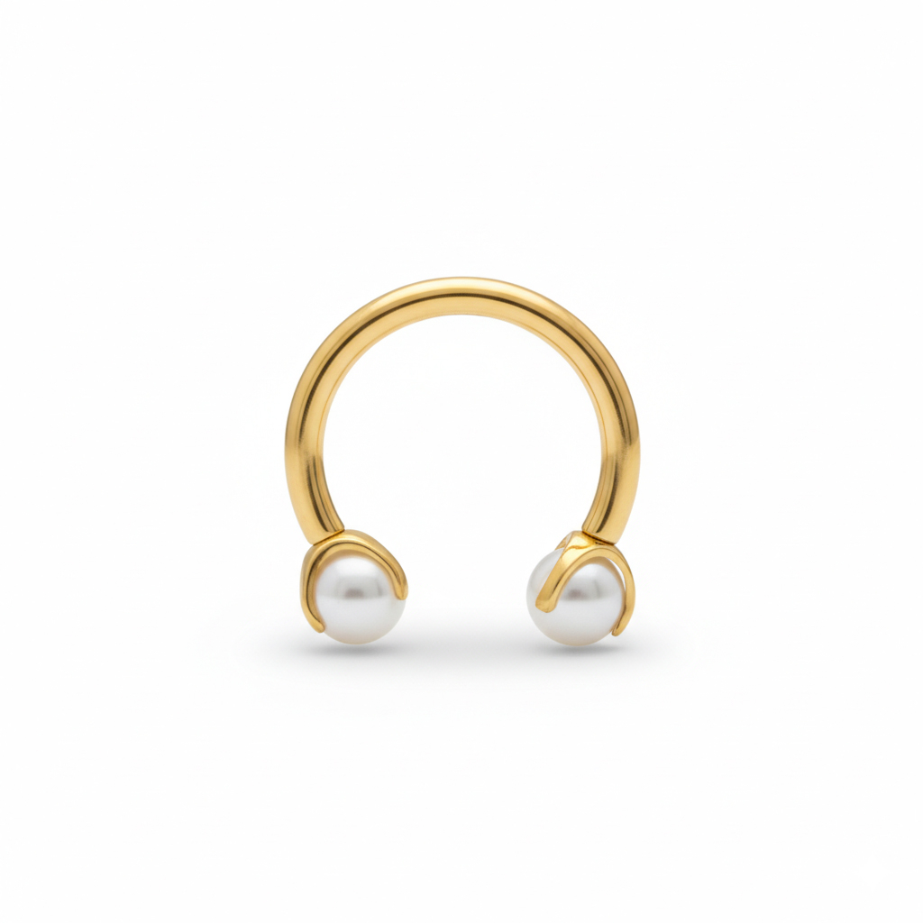 Potcoavă din titan cu perle