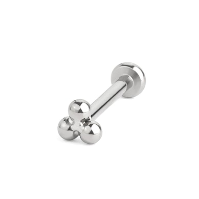 Labret push-in din titan cu vârf din trei bile grupate în formă de triunghi