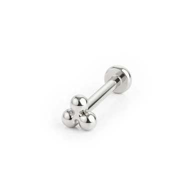 Labret push-in din titan cu vârf din trei bile grupate în formă de triunghi